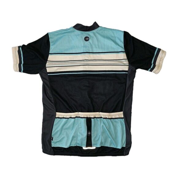 Aero Tech Designs Men's Shirt Size Medium Cycling Top Black Blue Back Pockets - Picture 2 of 4